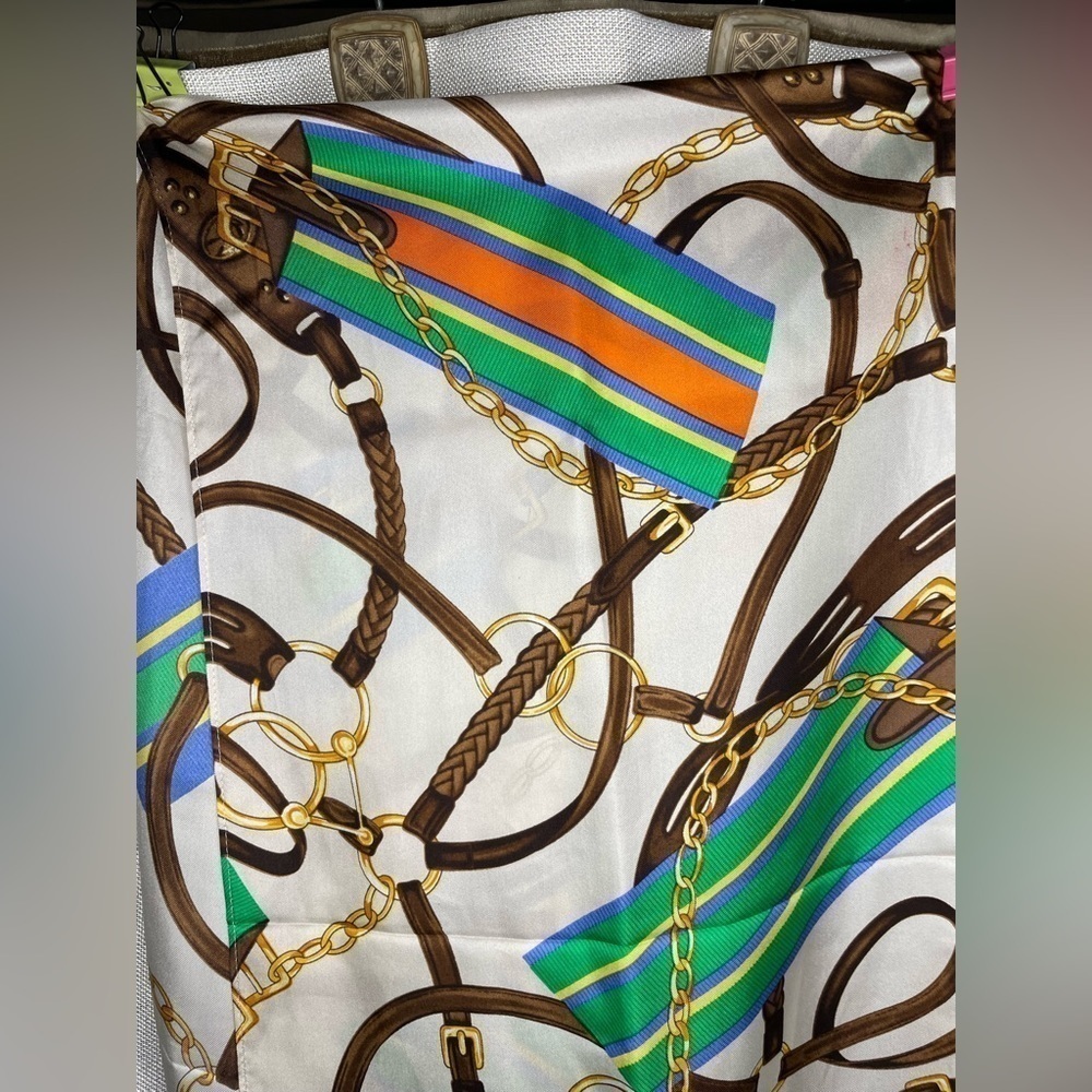 Ralph Lauren Foulard Silk Gold Double Horse Bridal​​​​​​​​​​​​ - Picture 8 of 10